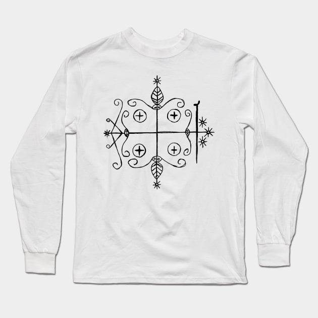 Papa Legba Voodoo Veve Long Sleeve T-Shirt by MacSquiddles